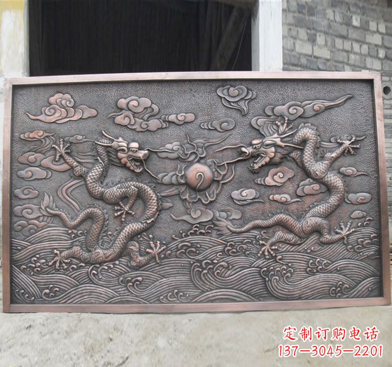 宜宾锻铜双龙戏珠浮雕雕塑