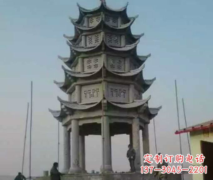 宜宾多层八角凉亭石雕