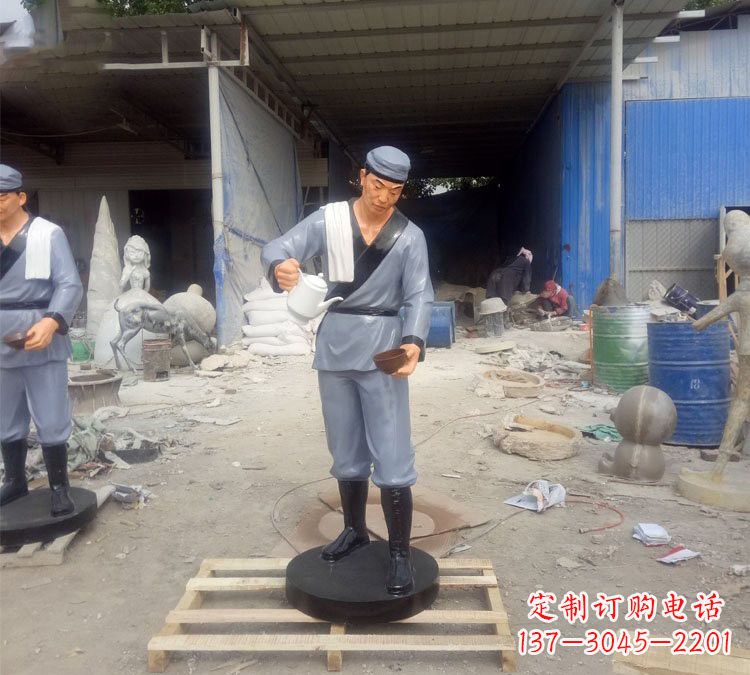 宜宾铝合金仿真店小二雕塑