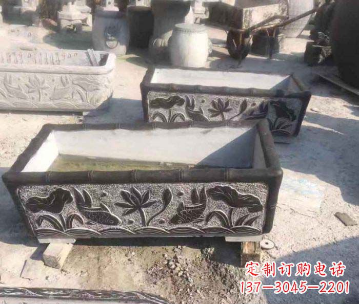 宜宾精美仿古石水缸雕塑