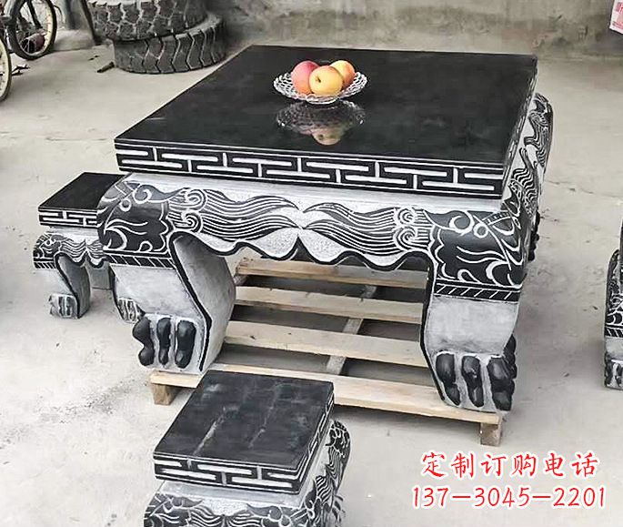 宜宾中领雕塑方形仿古石桌凳