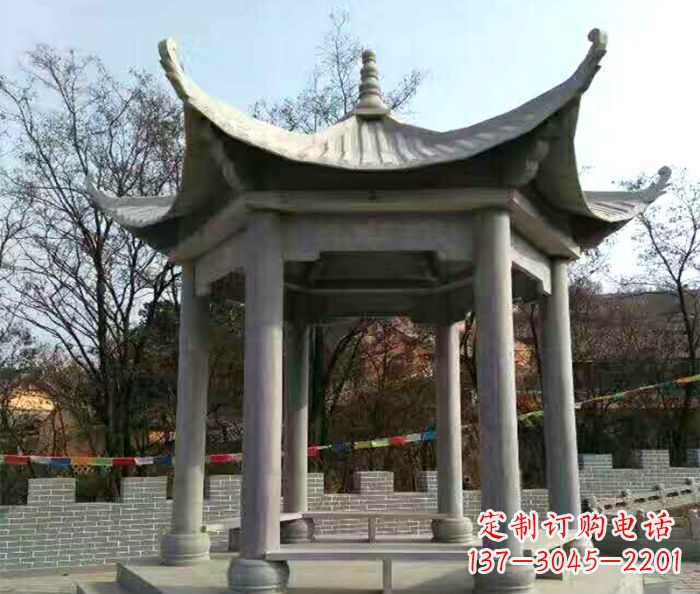宜宾仿古六角凉亭石雕 (4)