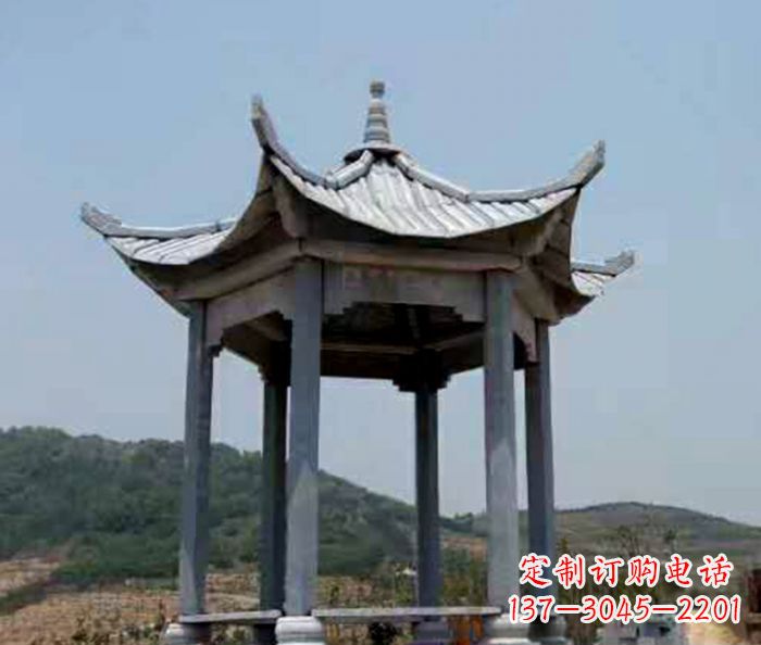 宜宾仿古六角凉亭石雕 (5)