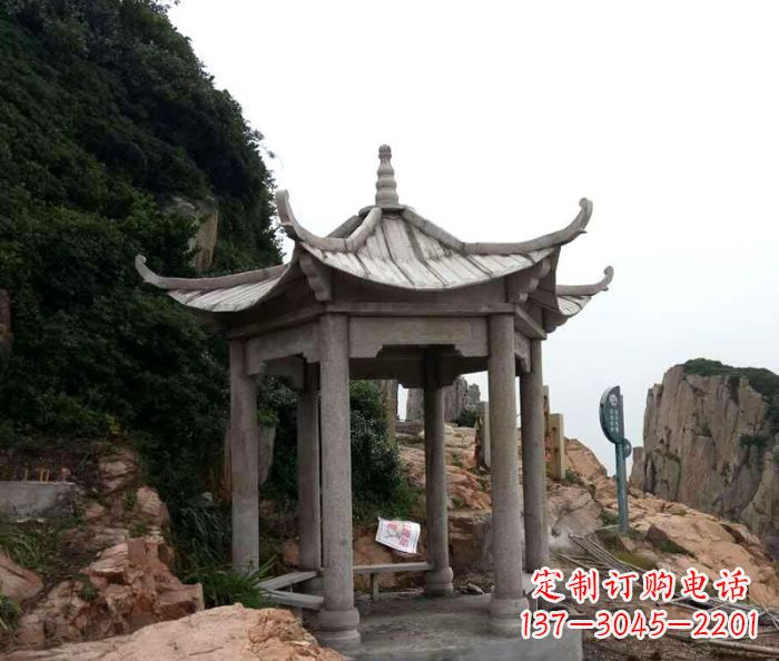 宜宾仿古六角凉亭石雕 (7)