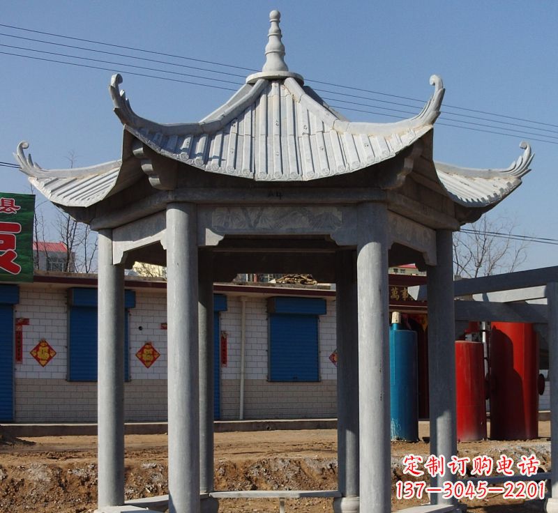 宜宾仿古六角凉亭石雕 (6)