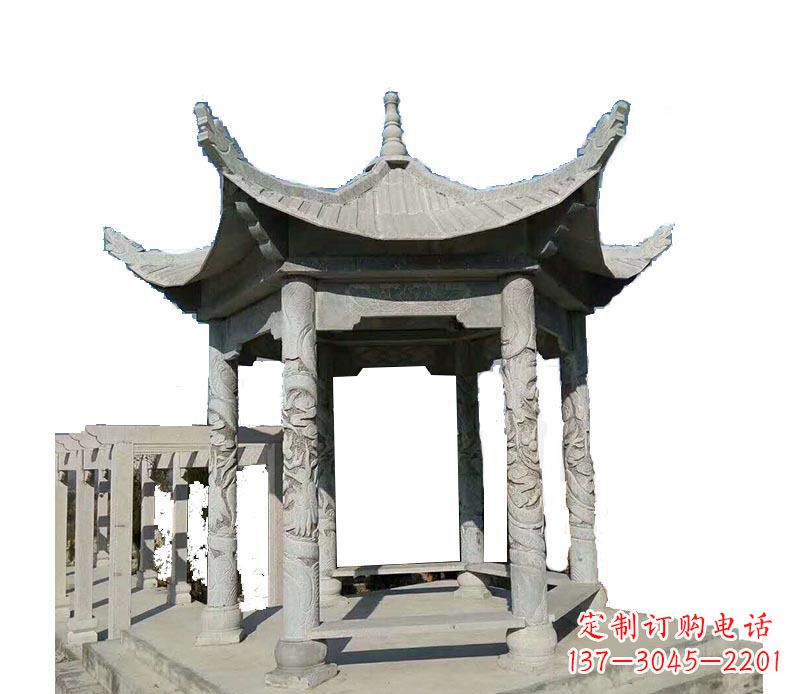 宜宾仿古六角凉亭石雕 (10)