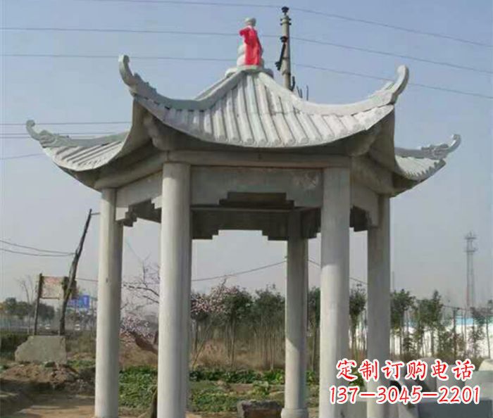 宜宾仿古六角凉亭石雕 (9)