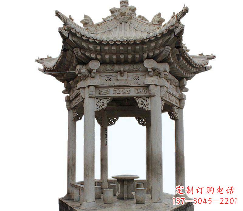 宜宾仿古六角凉亭石雕