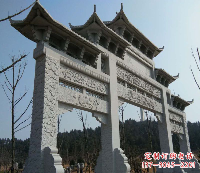宜宾仿古三门牌坊景观石雕