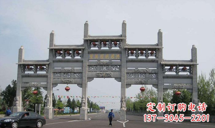 宜宾仿古五门石雕牌坊 (2)