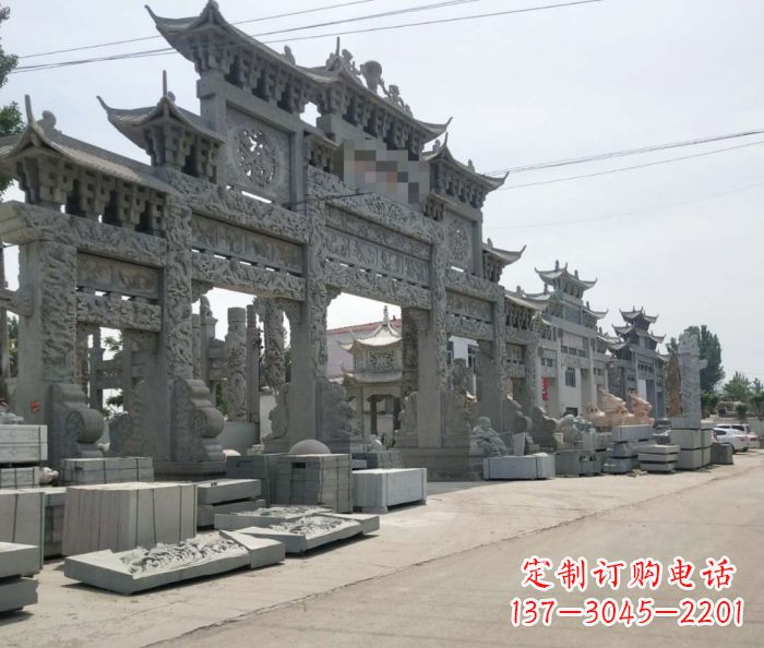 宜宾仿古五门石雕牌坊