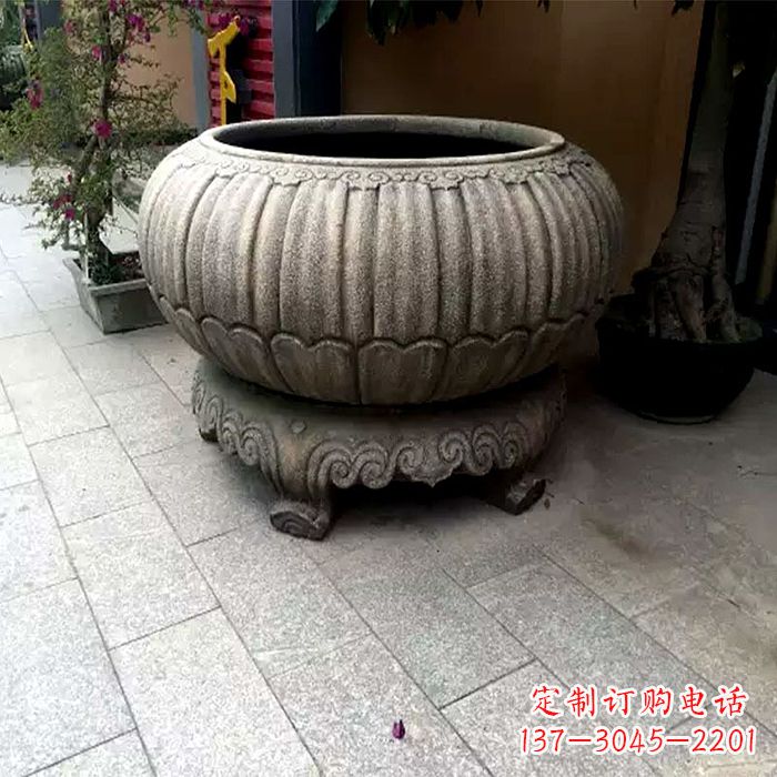 宜宾精美仿古石雕花盆雕塑
