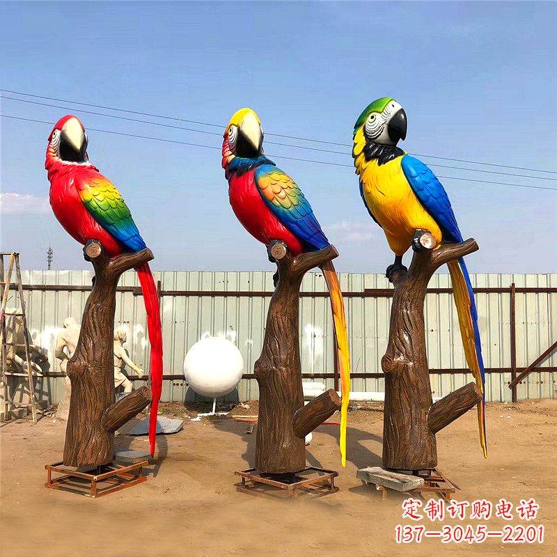 宜宾仿真鹦鹉玻璃钢景观雕塑