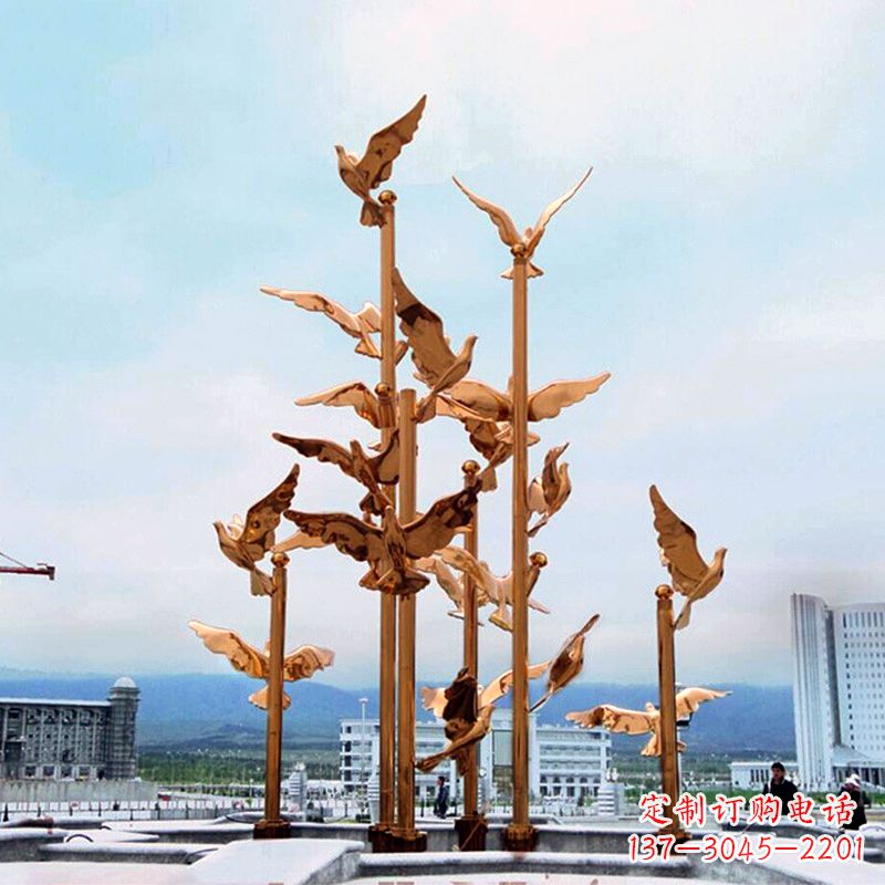 宜宾中领雕塑传承祥和和平的和平鸽雕塑