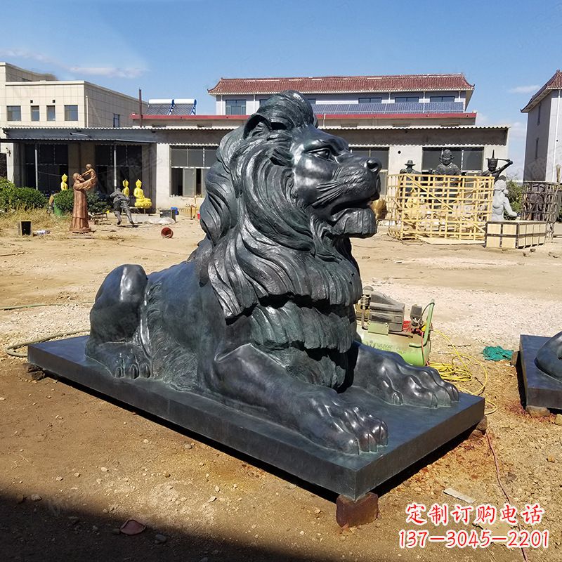 宜宾港币狮铜雕塑-企业商场大门动物雕塑