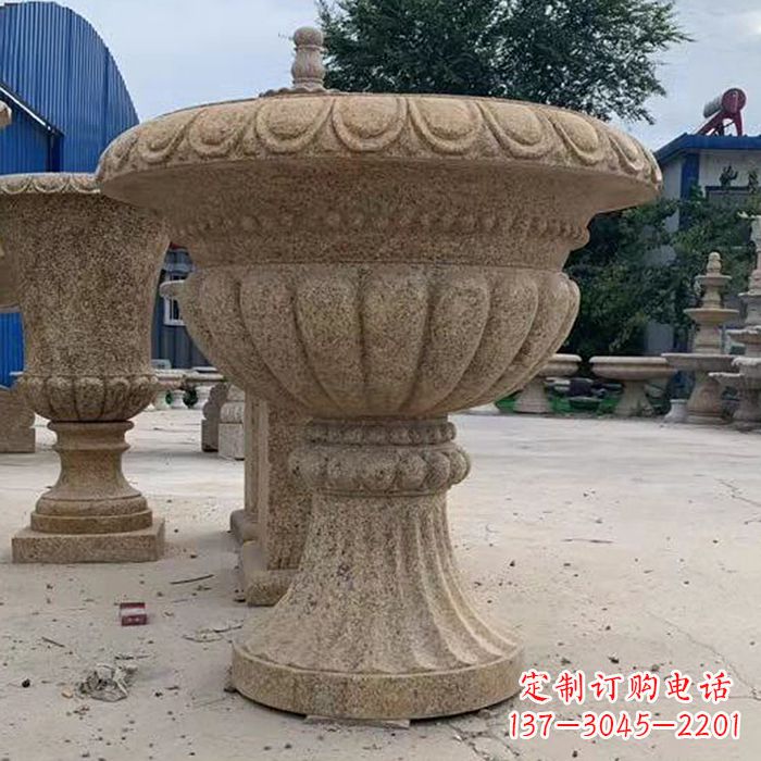 宜宾优雅高墩欧式石雕花盆