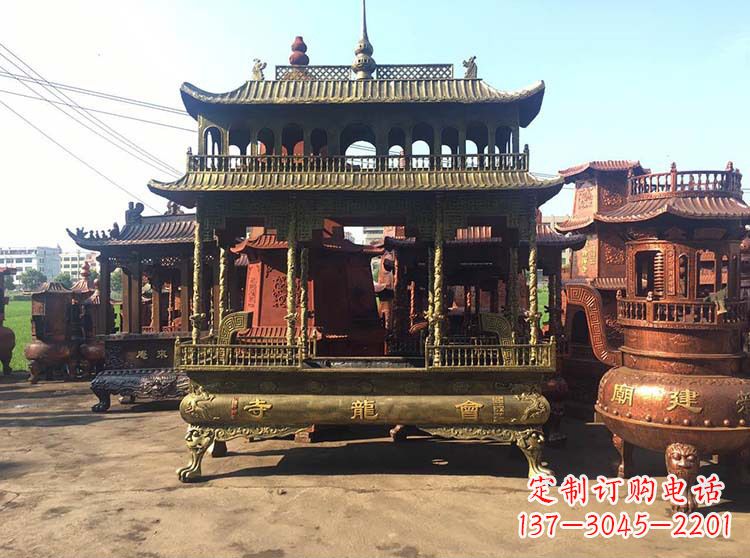宜宾高浮雕螭龙纹铜香炉