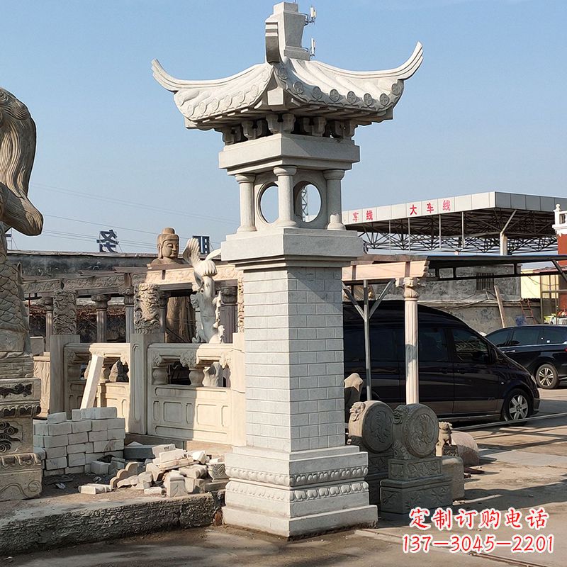 宜宾高墩中式石雕灯笼美观厚重的传统中国风雕塑
