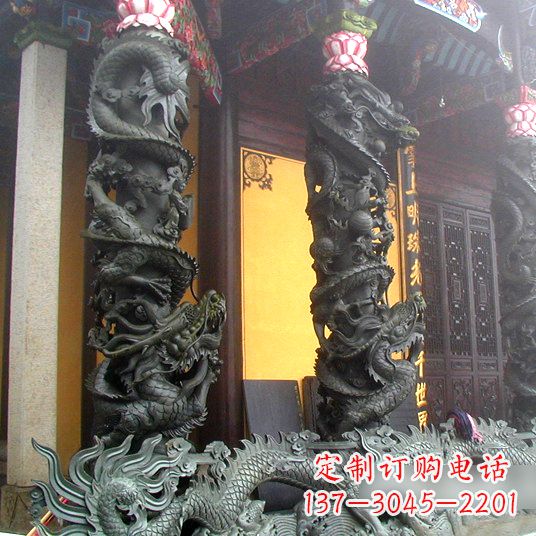宜宾高浮雕龙柱铜雕塑