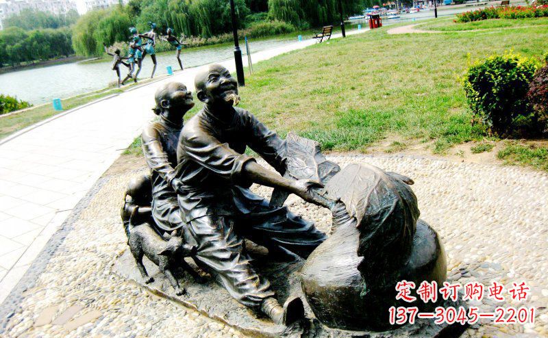 宜宾公园拔萝卜小品人物铜雕