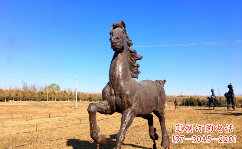 宜宾公园奔跑的马动物铜雕 (3)