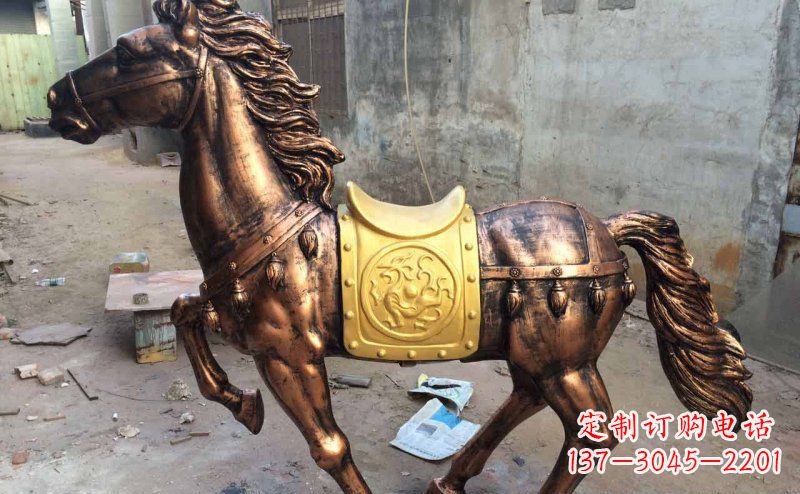 宜宾公园奔跑的马动物铜雕 (4)