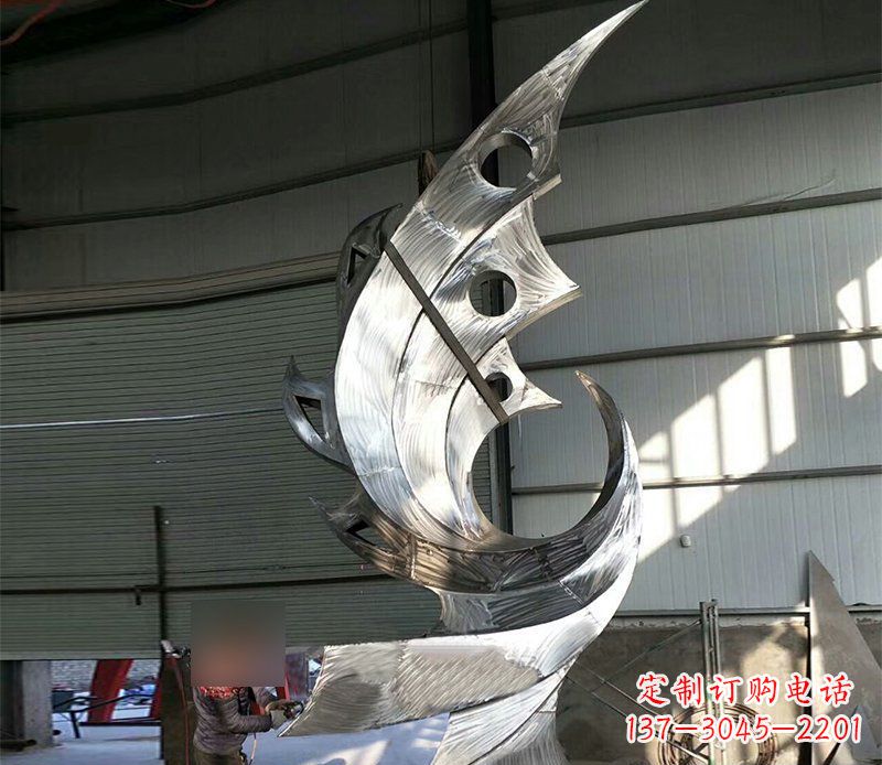 宜宾公园不锈钢抽象凤凰景观雕塑 (3)
