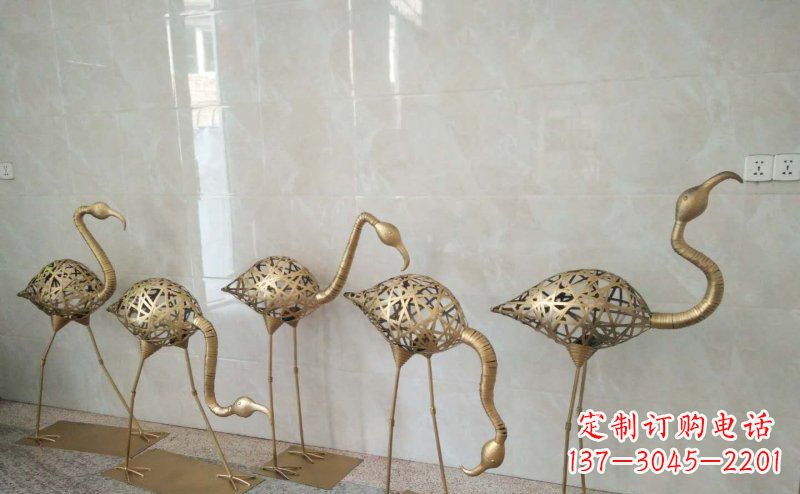 宜宾不锈钢抽象火烈鸟动物雕塑