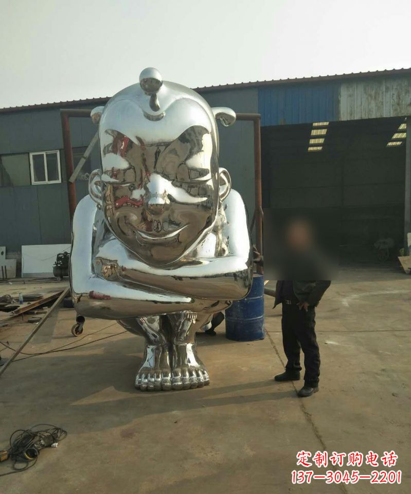 宜宾大型不锈钢蹲着的儿童雕塑