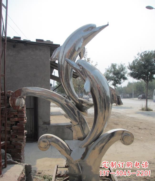 宜宾倾情展示——室外可靠不锈钢海豚雕塑