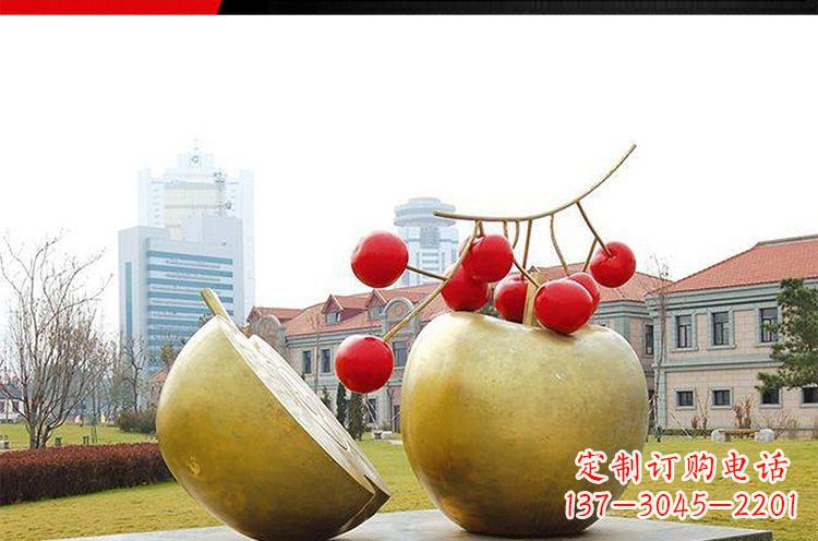 宜宾公园不锈钢苹果樱桃雕塑