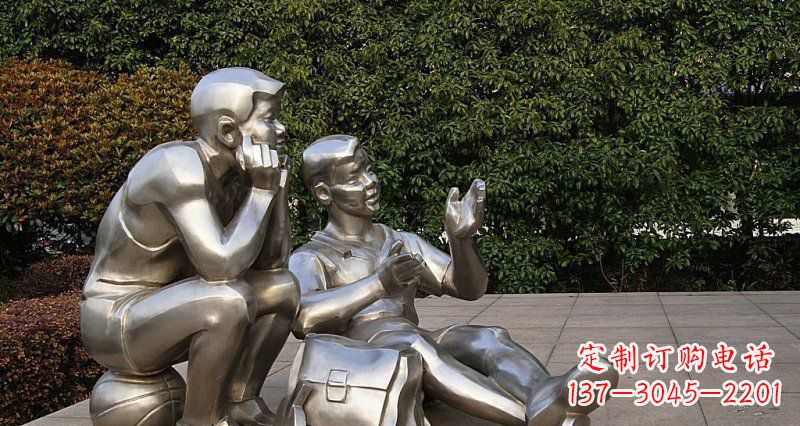 宜宾一起勇敢长大——不锈钢学生雕塑