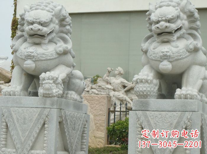 宜宾公园动物大理石狮子石雕 (5)