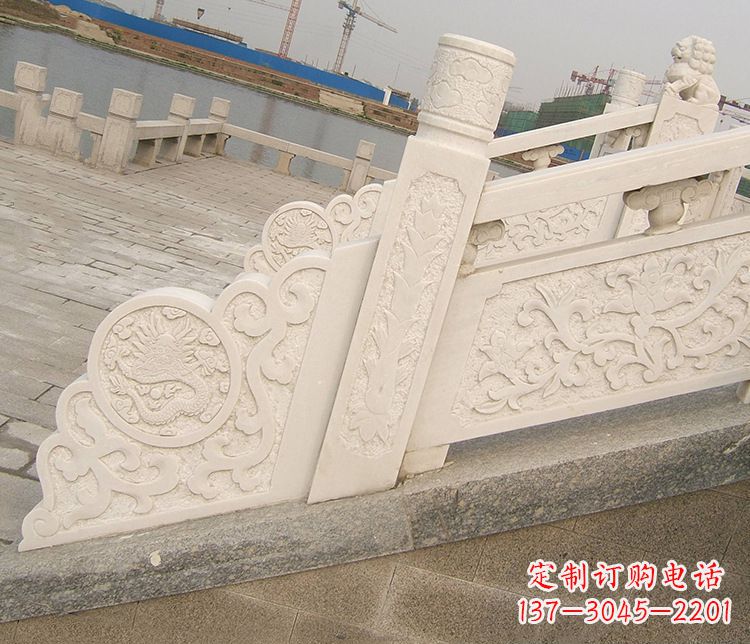 宜宾汉白玉精美园林栏板雕塑