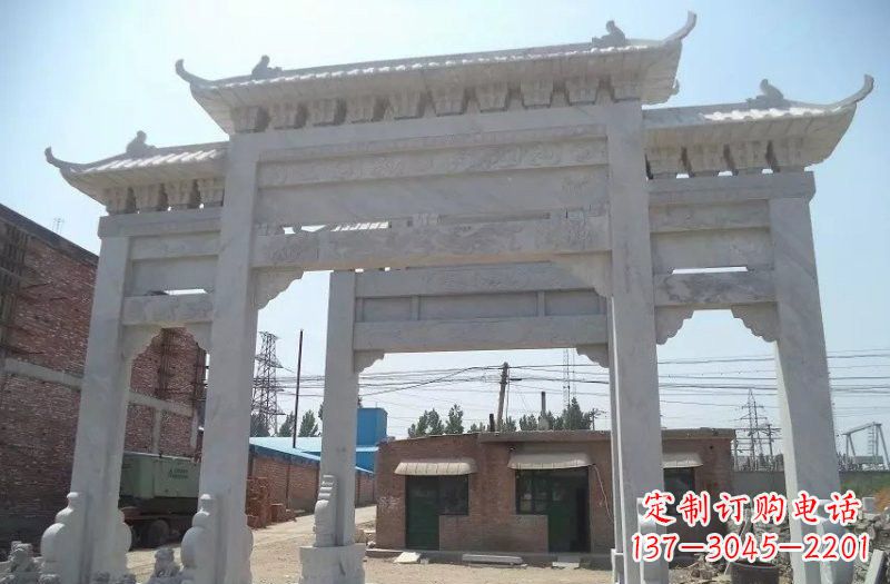 宜宾牌坊石雕 – 三门牌坊石雕,极具风格的艺术品