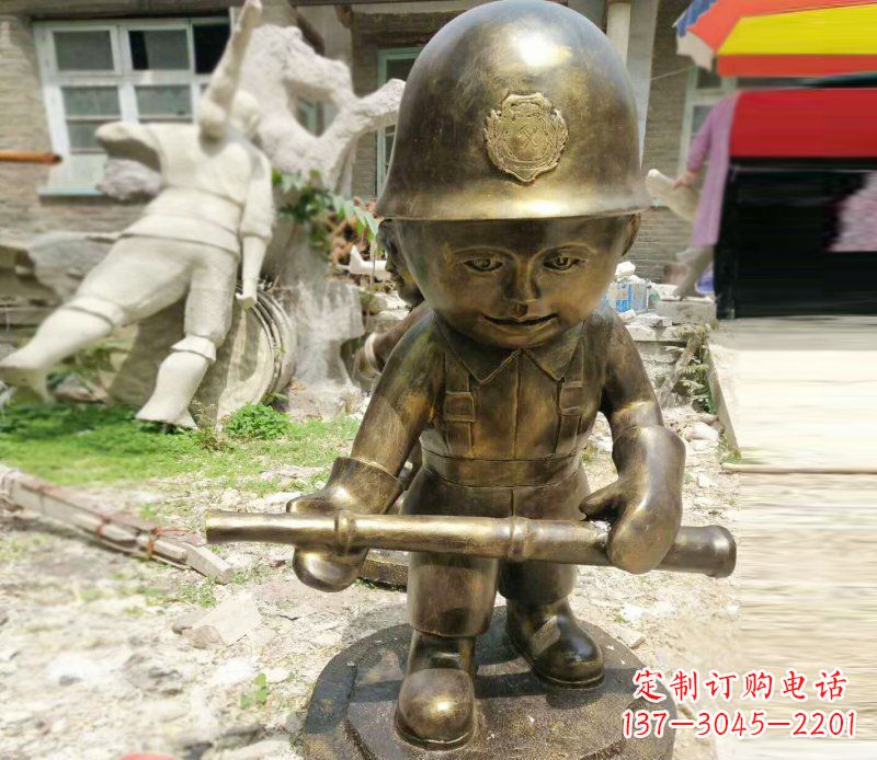 宜宾公园景观摆件小小交通警察铜雕