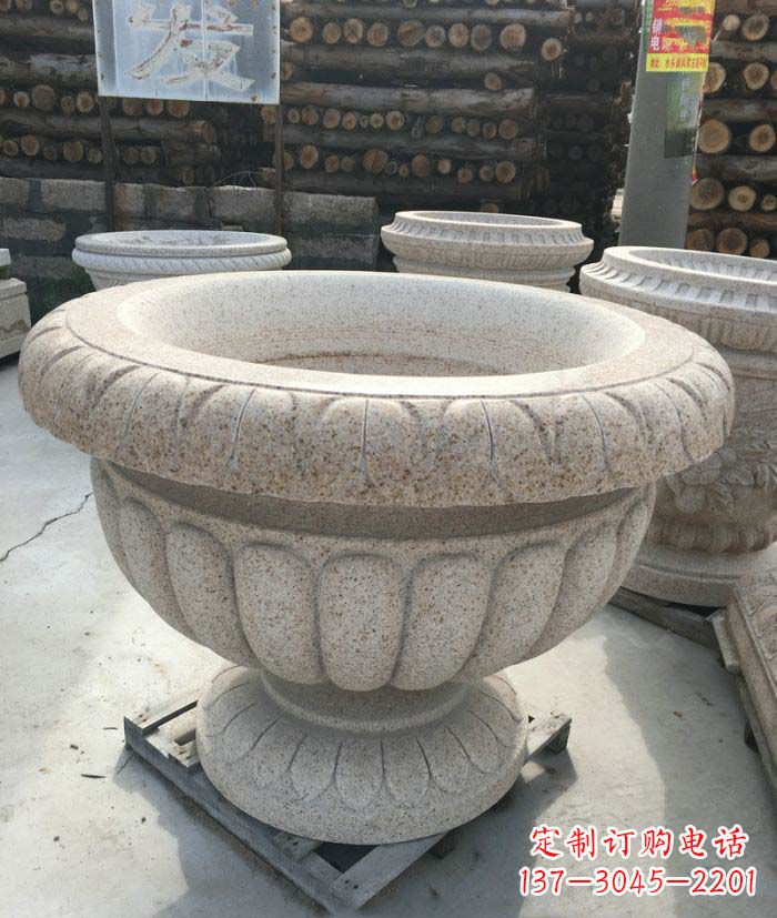 宜宾高质量大理石花盆石雕