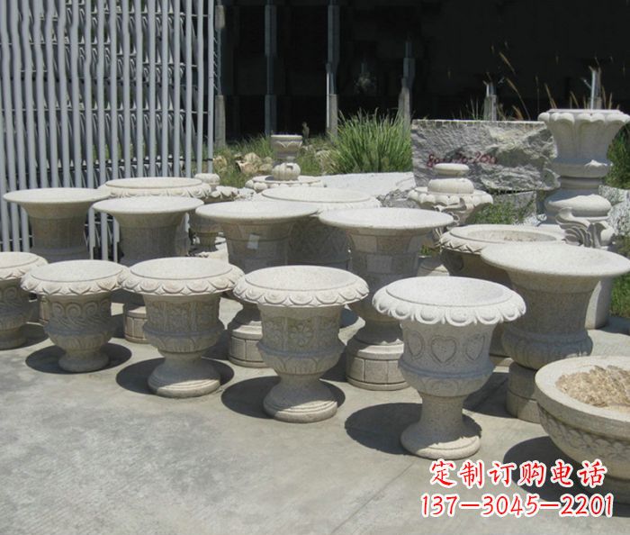 宜宾大理石花盆石雕艺术品