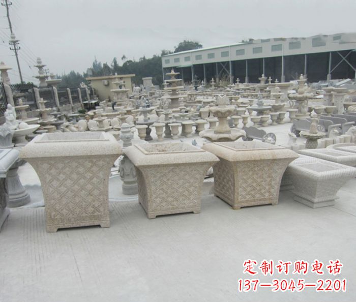 宜宾优雅花盆大理石雕塑