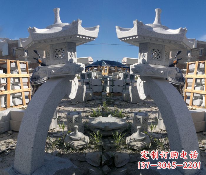 宜宾公园景观大理石镂空石灯雕塑