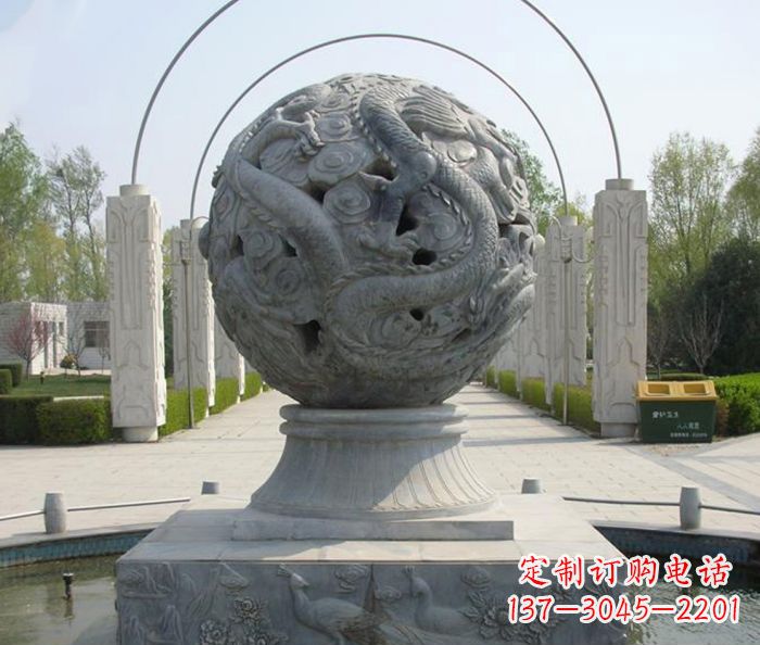 宜宾公园景观镂空龙浮雕喷泉石雕