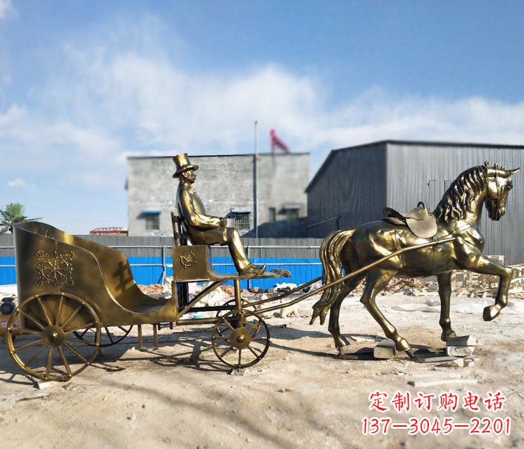 宜宾公园景观坐着马车的人物铜雕