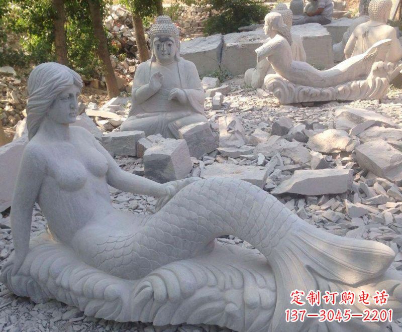 宜宾公园景区美人鱼石雕
