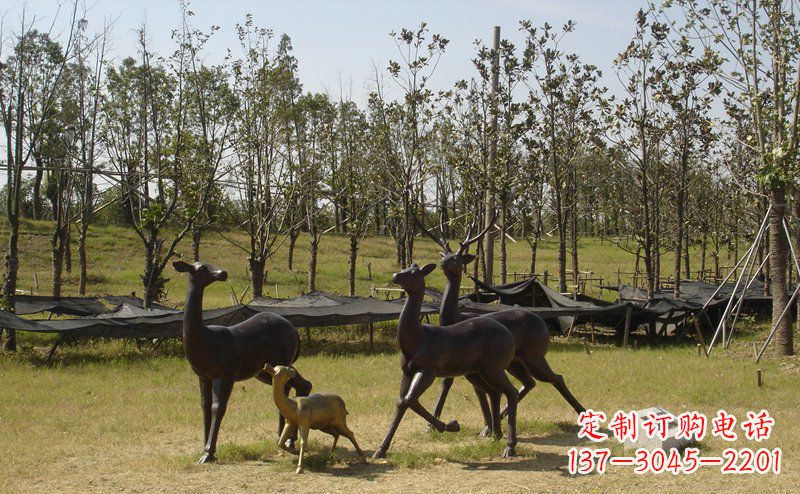 宜宾优雅雕塑-梅花鹿铜雕