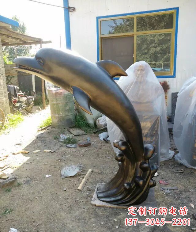 宜宾海豚铜雕塑,精美艺术之作
