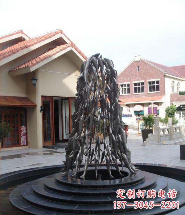 宜宾欢乐鱼群,喷泉铜雕