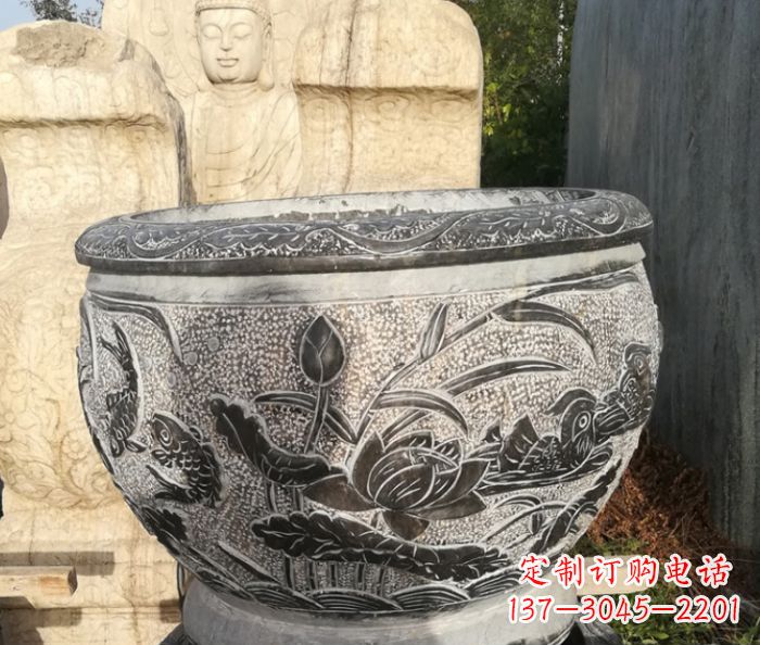 宜宾室内装饰用鸳鸯荷花浮雕水缸