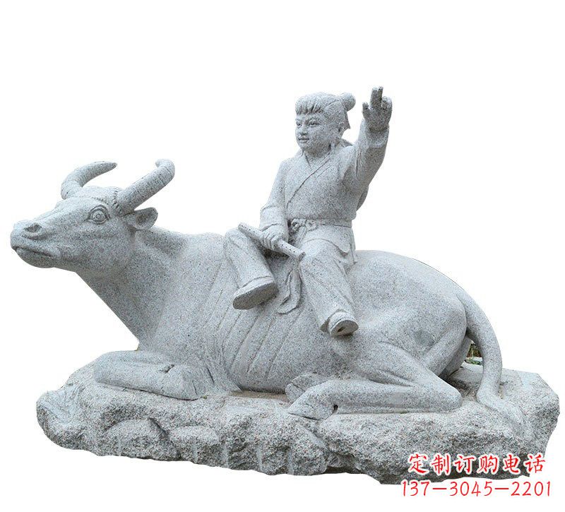 宜宾牧童牛石雕塑,实现公园优雅美观
