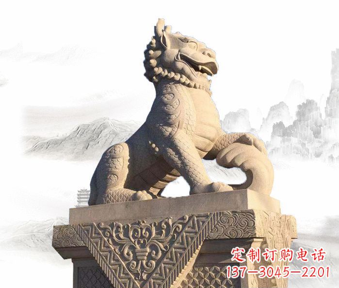 宜宾精美古典大理石麒麟石雕