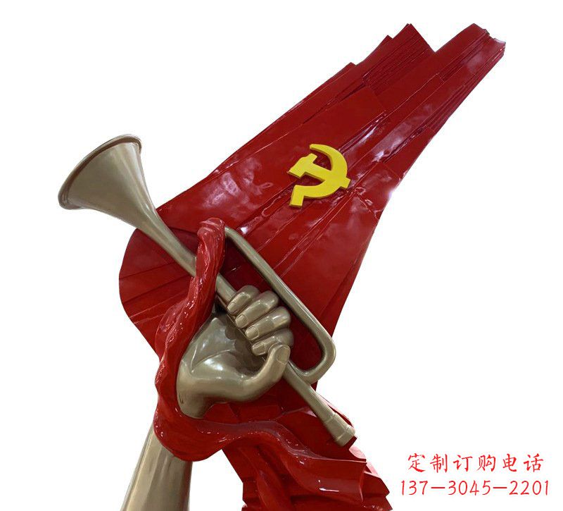 宜宾广场不锈钢党旗军号雕塑
